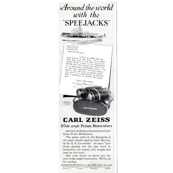 1924 Carl Zeiss Speejacks Wide Angle Binoculars Vintage Print Ad Wall Art Photo - Picture 1 of 2